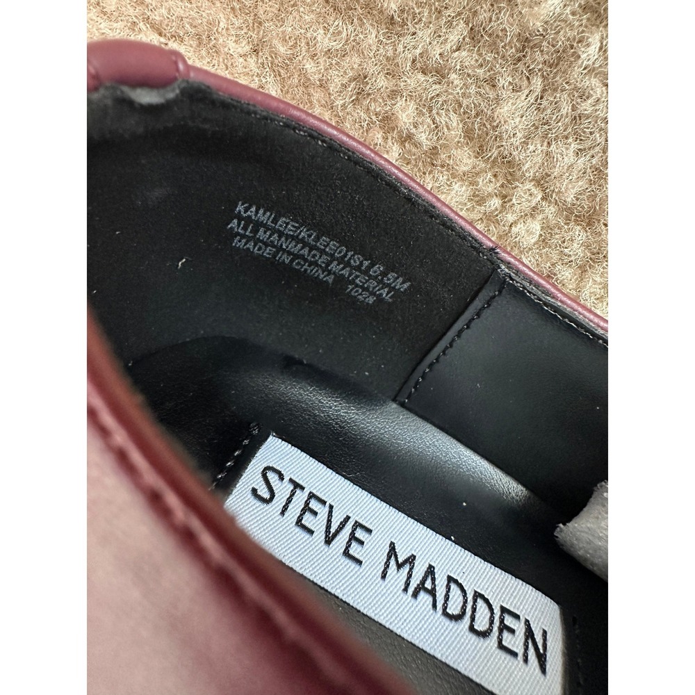 Steve Madden Kamlee T-Strap Loafers Womens 6.5 Wine Lug Sole‎ Platform Shoes NEW - Picture 9 of 9